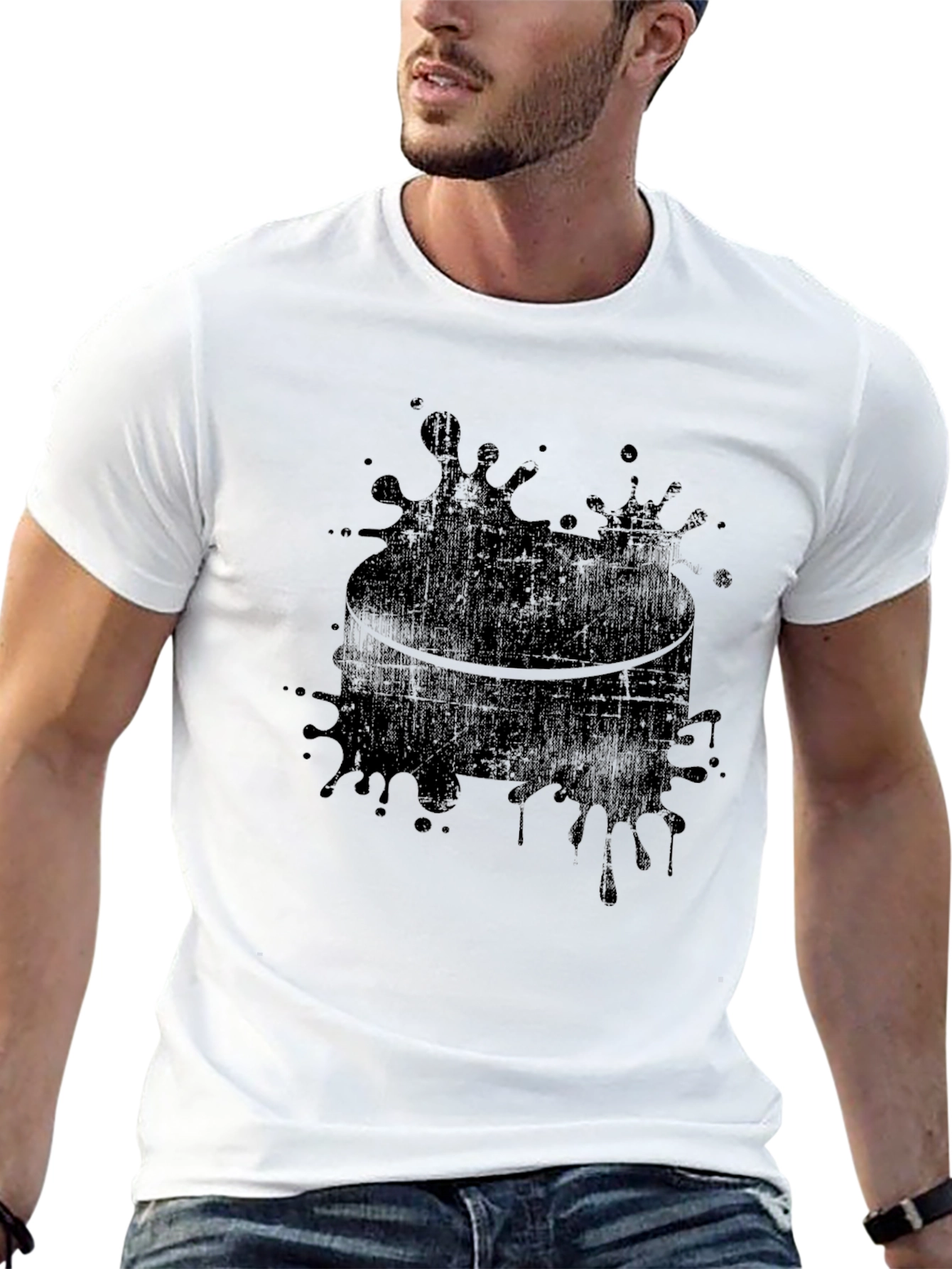 Abstract Ink Splash Graphic Black T-Shirt
