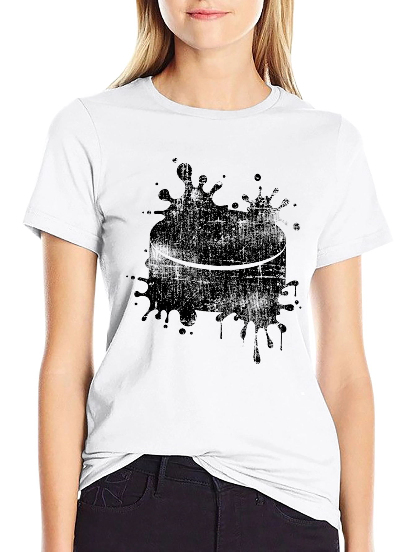 Abstract Ink Splash Graphic Black T-Shirt