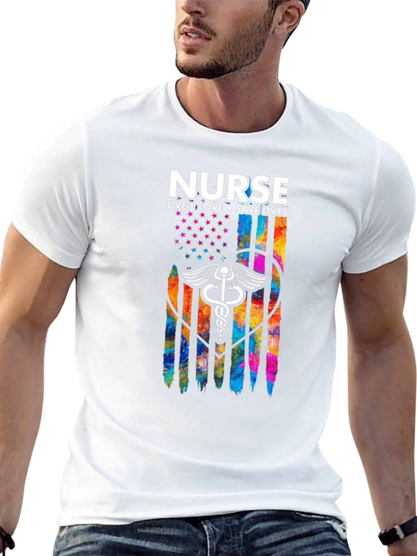 Nurse Flag T-Shirt - Live Love Save Lives