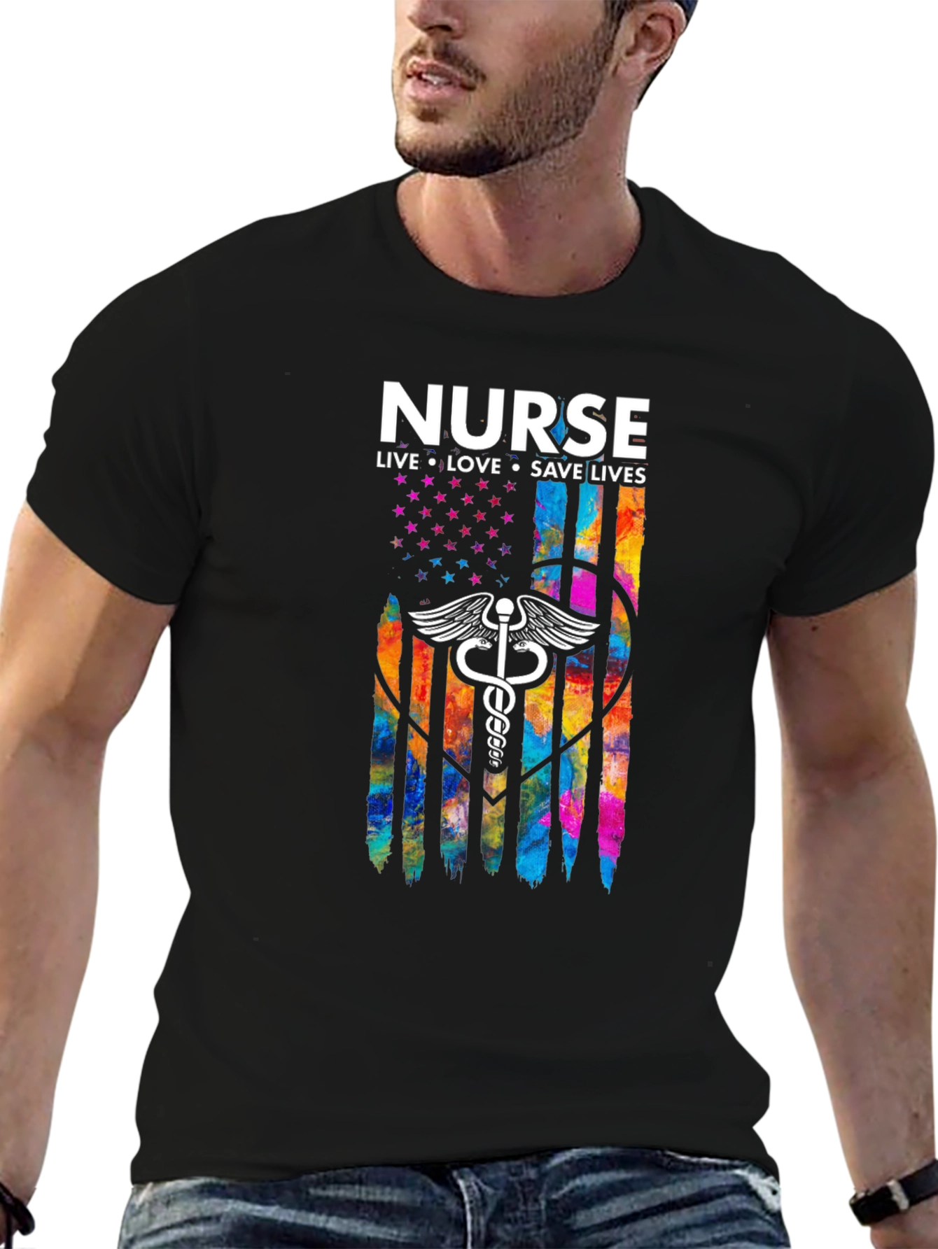 Nurse Flag T-Shirt - Live Love Save Lives