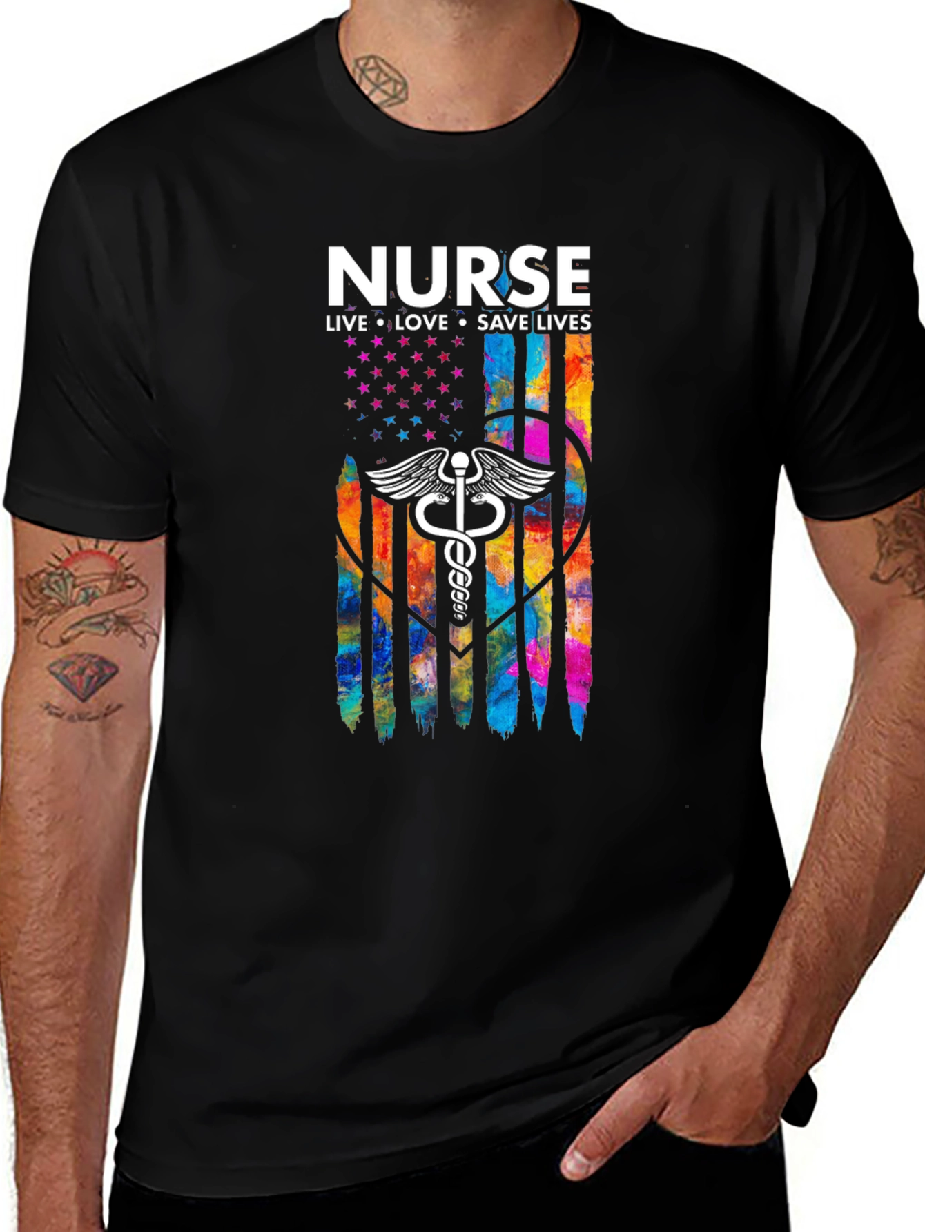 Nurse Flag T-Shirt - Live Love Save Lives
