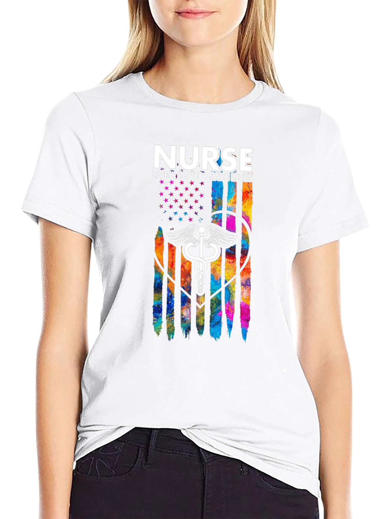 Nurse Flag T-Shirt - Live Love Save Lives