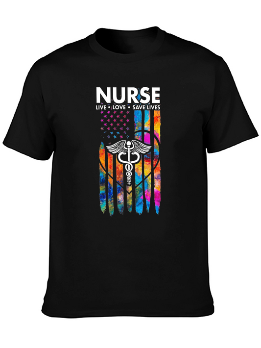 Nurse Flag T-Shirt - Live Love Save Lives