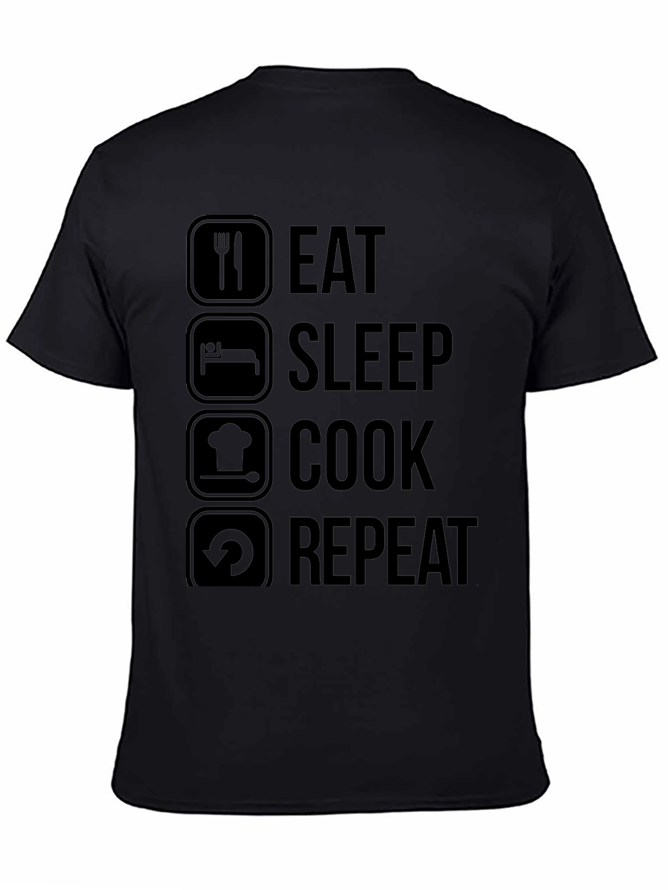 Eat Sleep Cook Repeat Graphic T-Shirt - Black