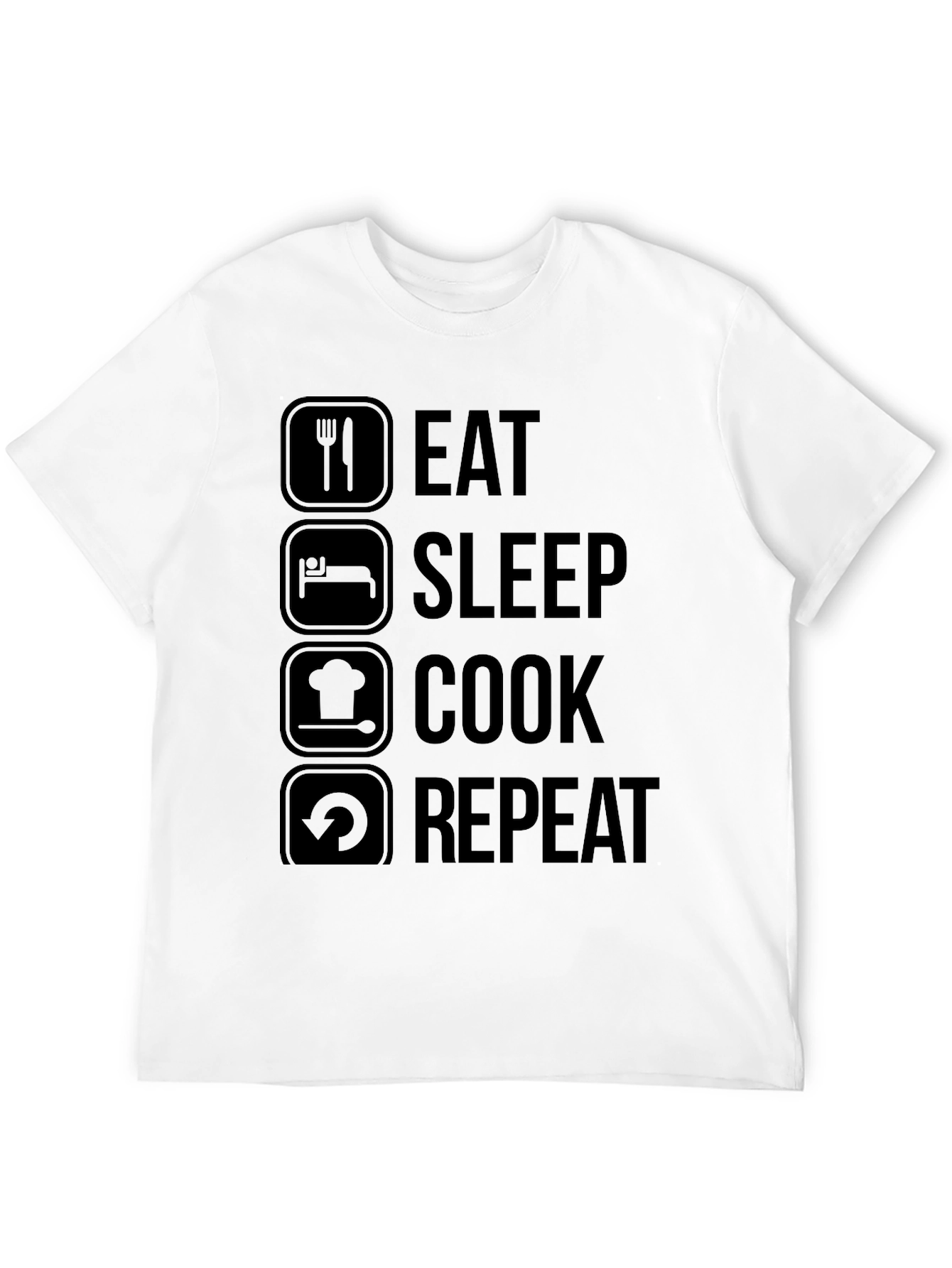 Eat Sleep Cook Repeat Graphic T-Shirt - Black