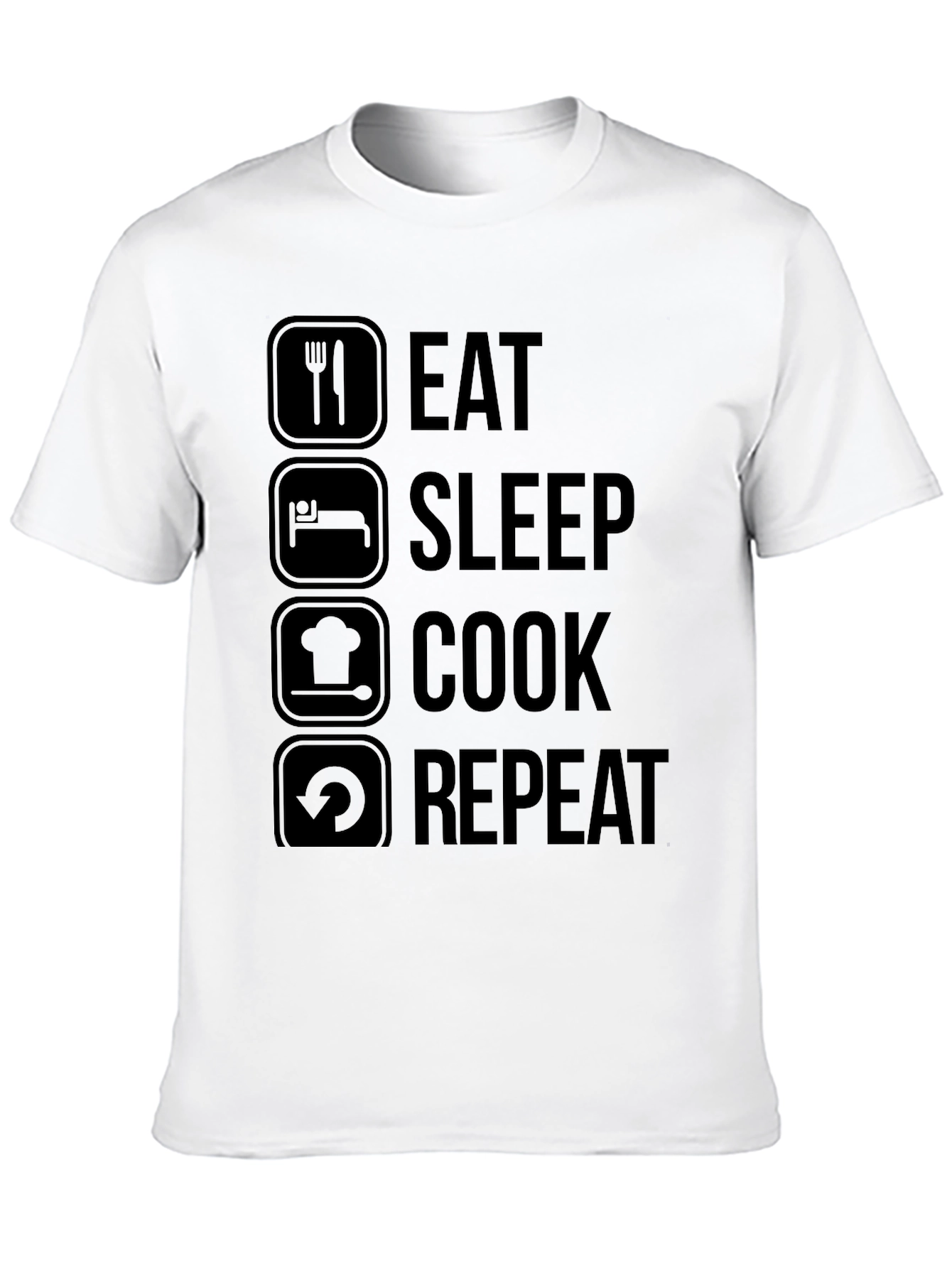 Eat Sleep Cook Repeat Graphic T-Shirt - Black