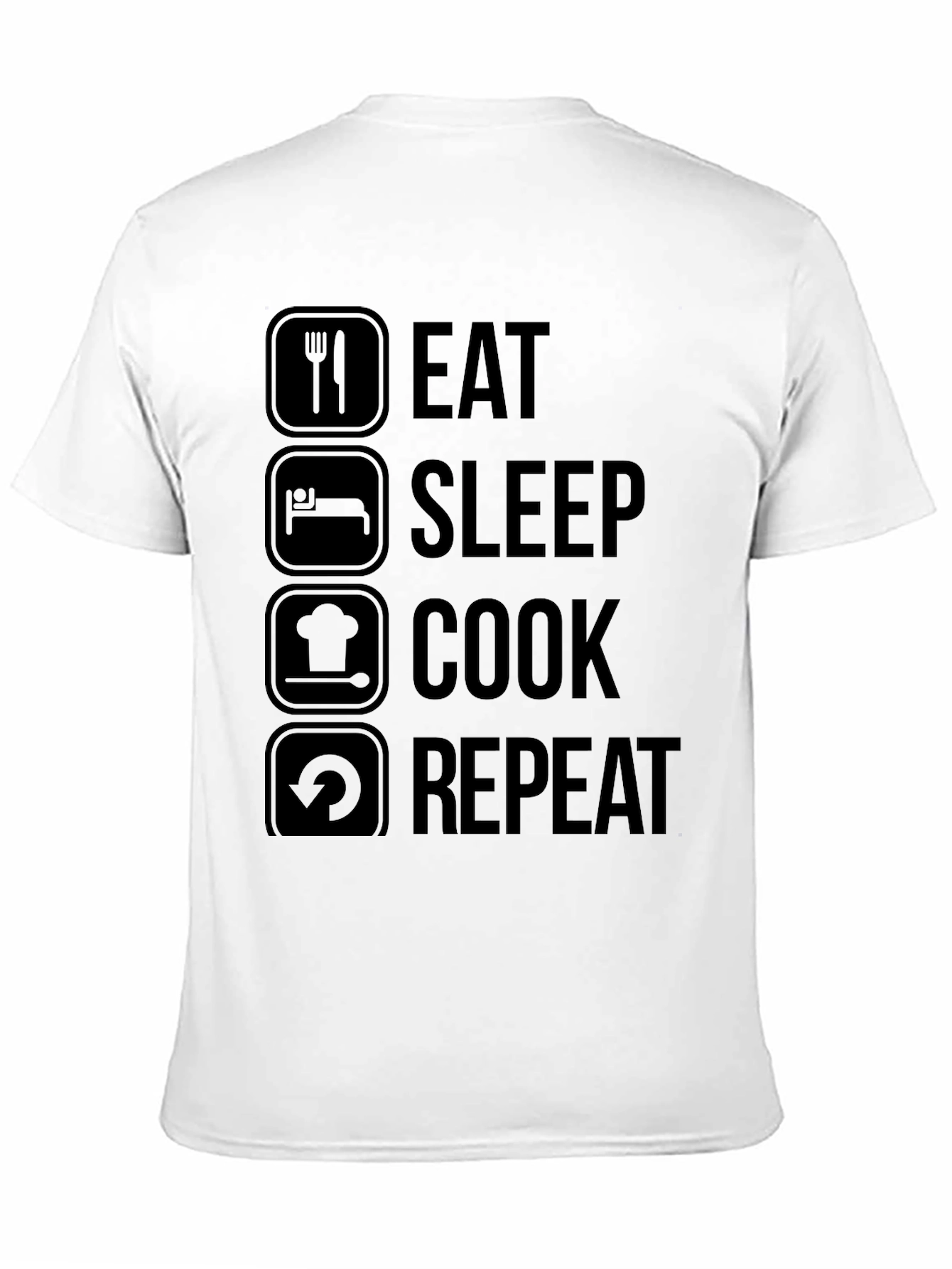 Eat Sleep Cook Repeat Graphic T-Shirt - Black