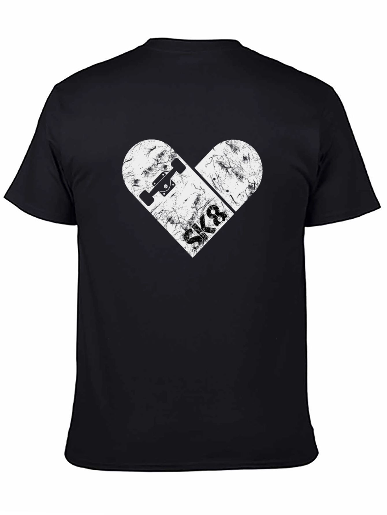 Skateboard Heart Graphic Tee - Black