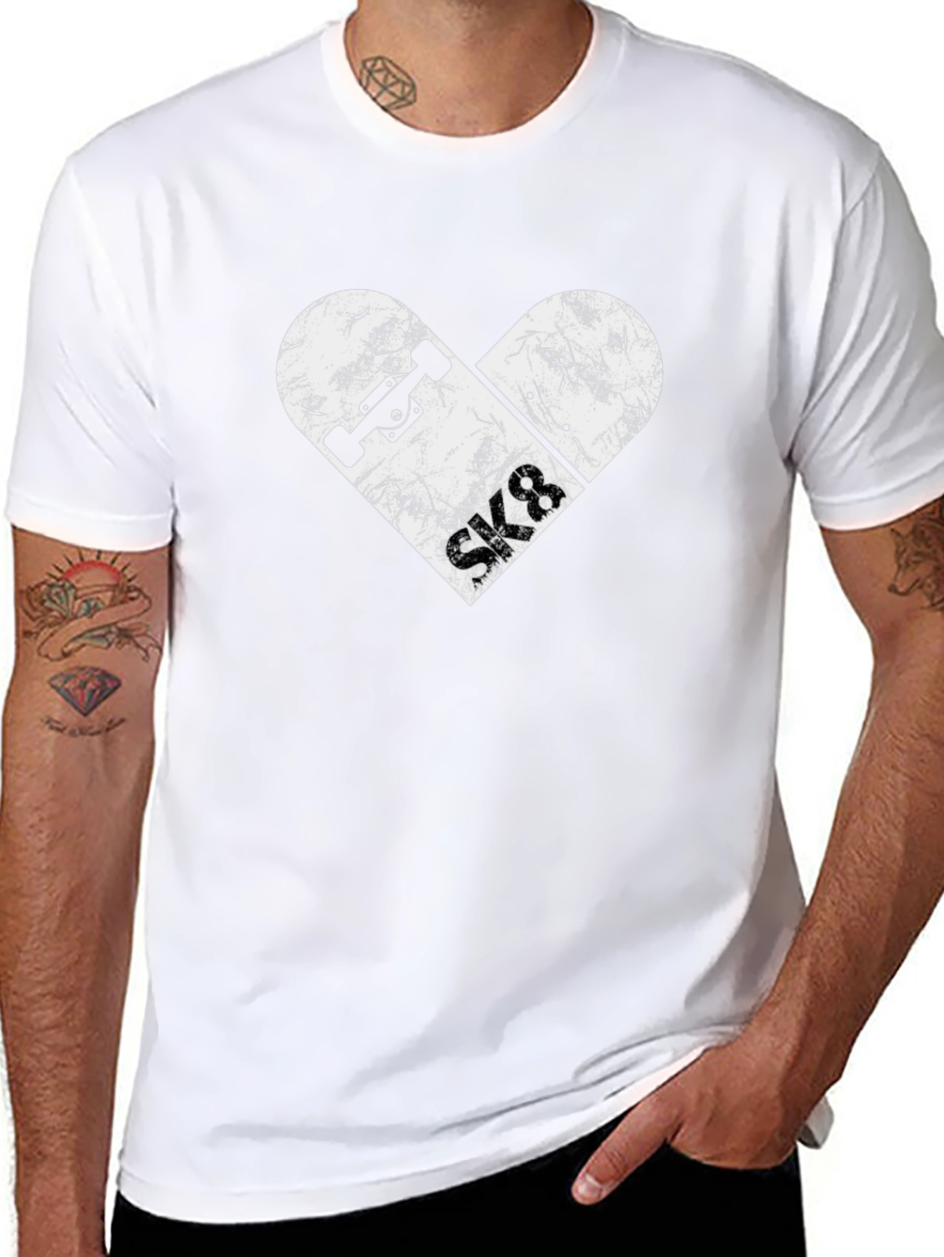 Skateboard Heart Graphic Tee - Black