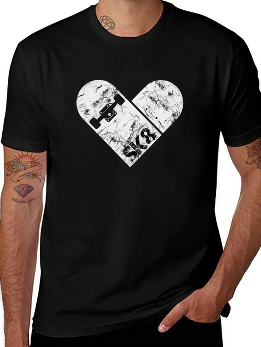 Skateboard Heart Graphic Tee - Black