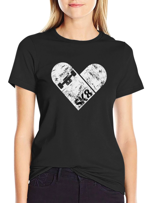 Skateboard Heart Graphic Tee - Black