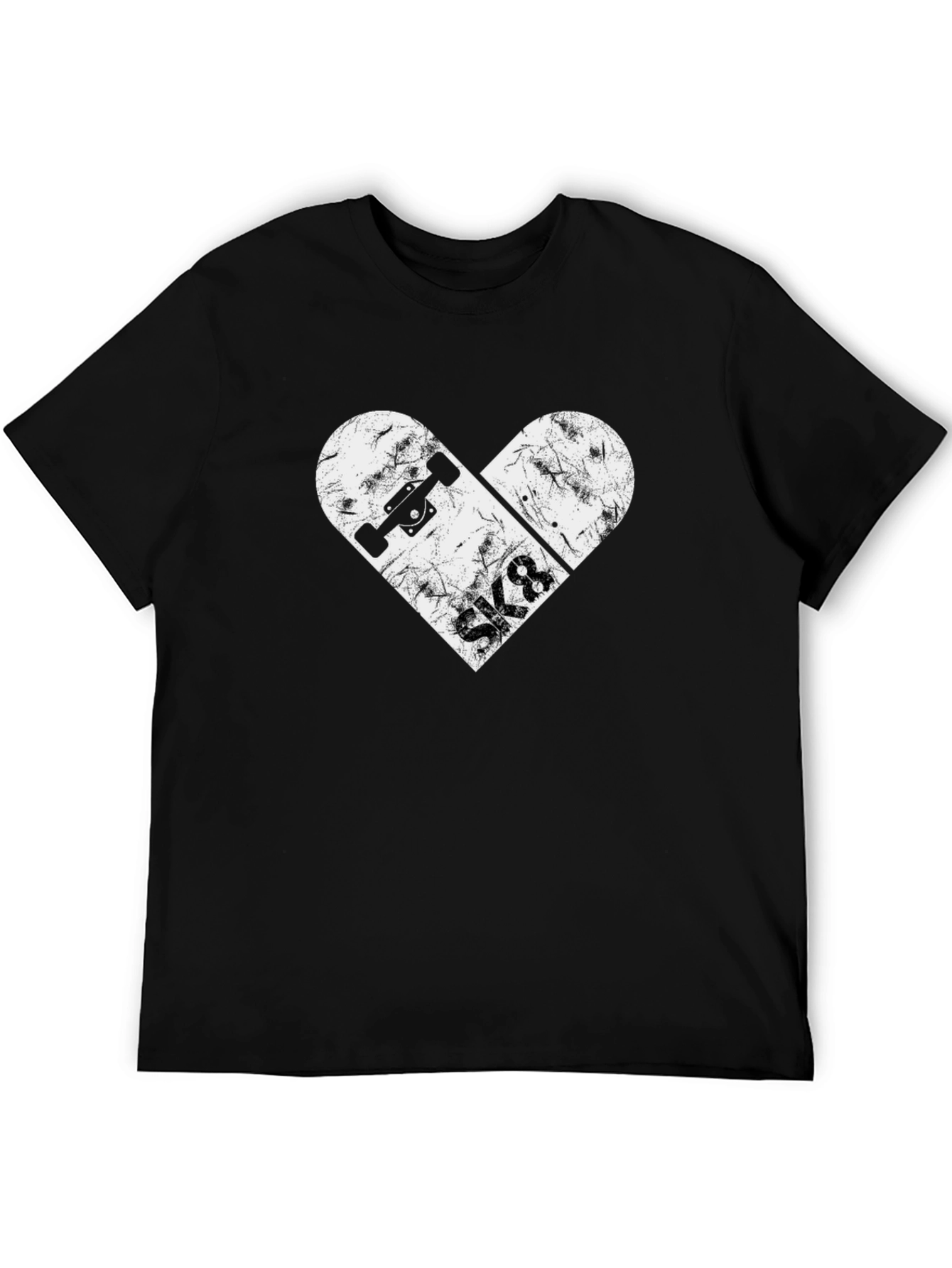 Skateboard Heart Graphic Tee - Black