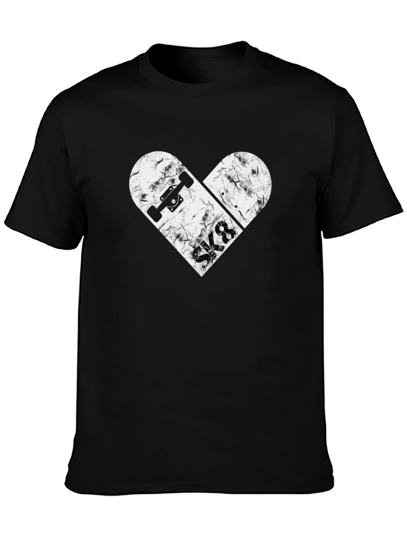 Skateboard Heart Graphic Tee - Black