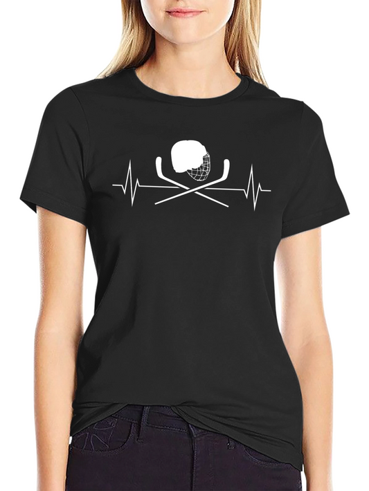 Hockey Heartbeat T-Shirt - Black Cotton Tee
