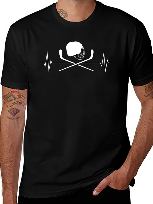 Hockey Heartbeat T-Shirt - Black Cotton Tee
