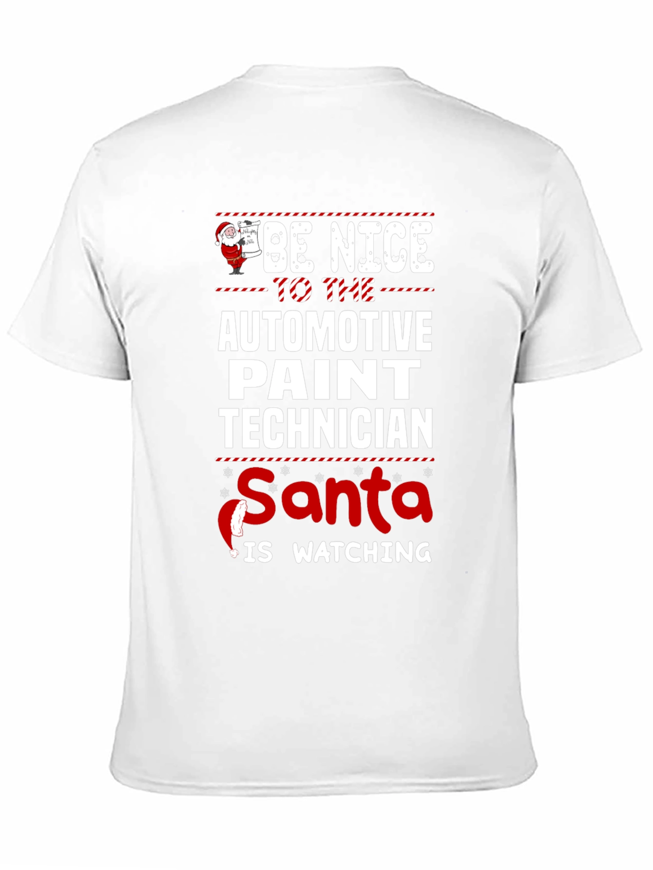 Funny Automotive Paint Technician Santa Watching T-Shirt