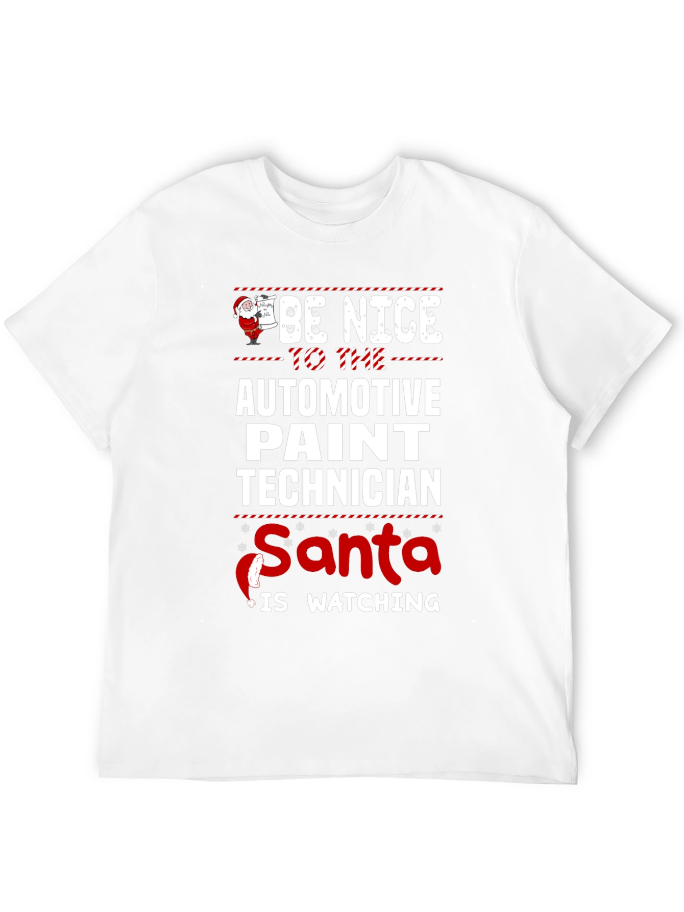 Funny Automotive Paint Technician Santa Watching T-Shirt