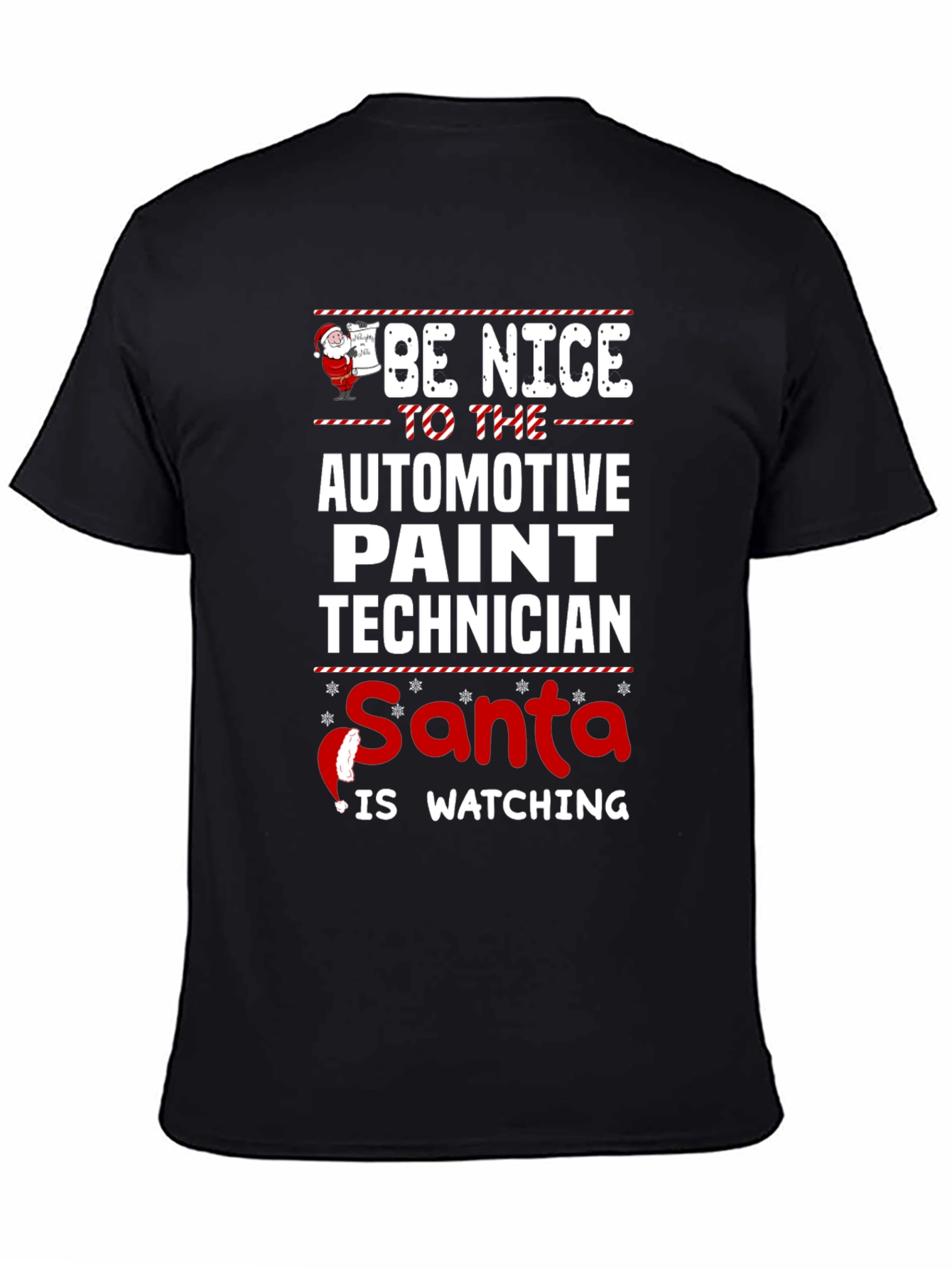 Funny Automotive Paint Technician Santa Watching T-Shirt