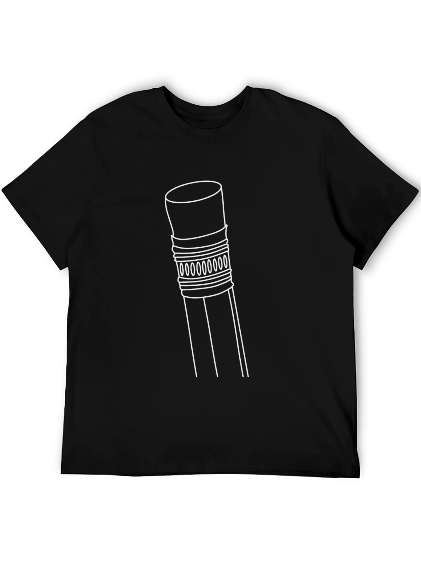 Pencil Sketch Graphic Tee - Black Cotton Casual Shirt