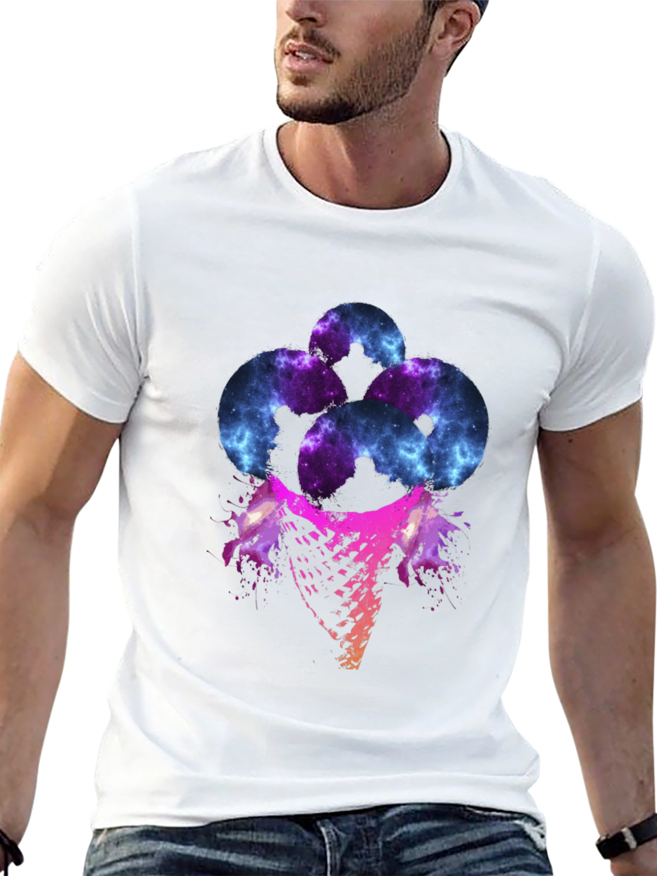 Galaxy Ice Cream Graphic Tee - Mens Black T-Shirt