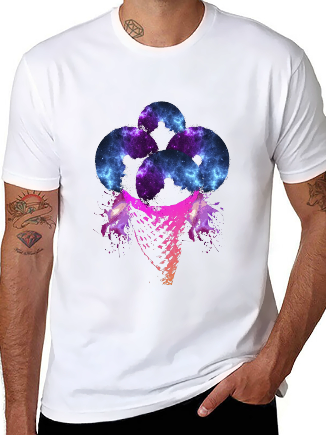 Galaxy Ice Cream Graphic Tee - Mens Black T-Shirt