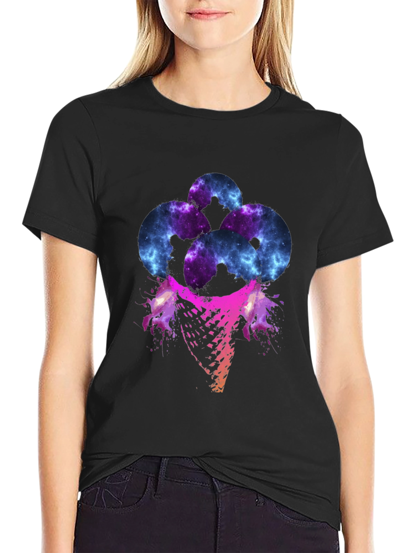 Galaxy Ice Cream Graphic Tee - Mens Black T-Shirt