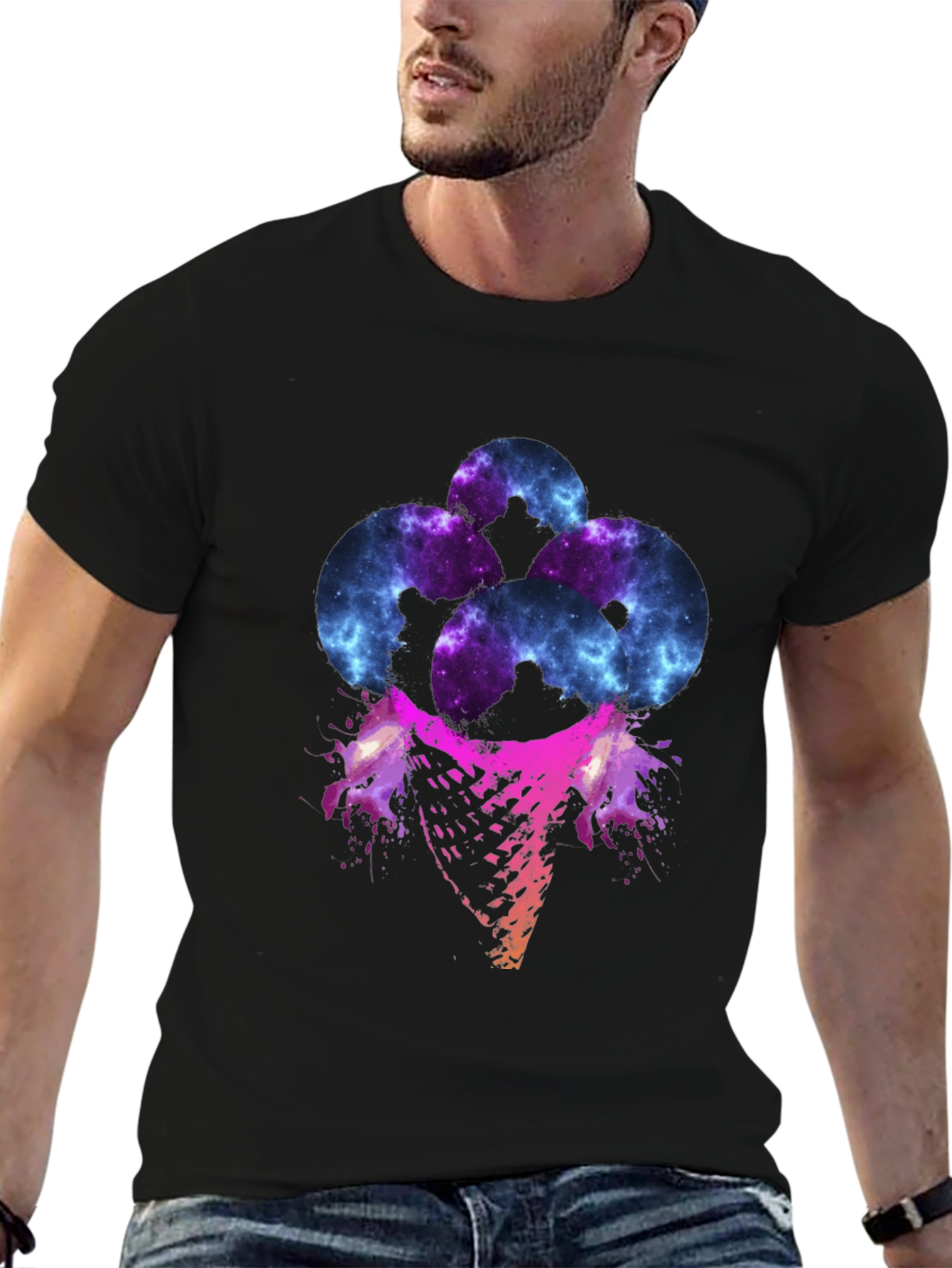 Galaxy Ice Cream Graphic Tee - Mens Black T-Shirt