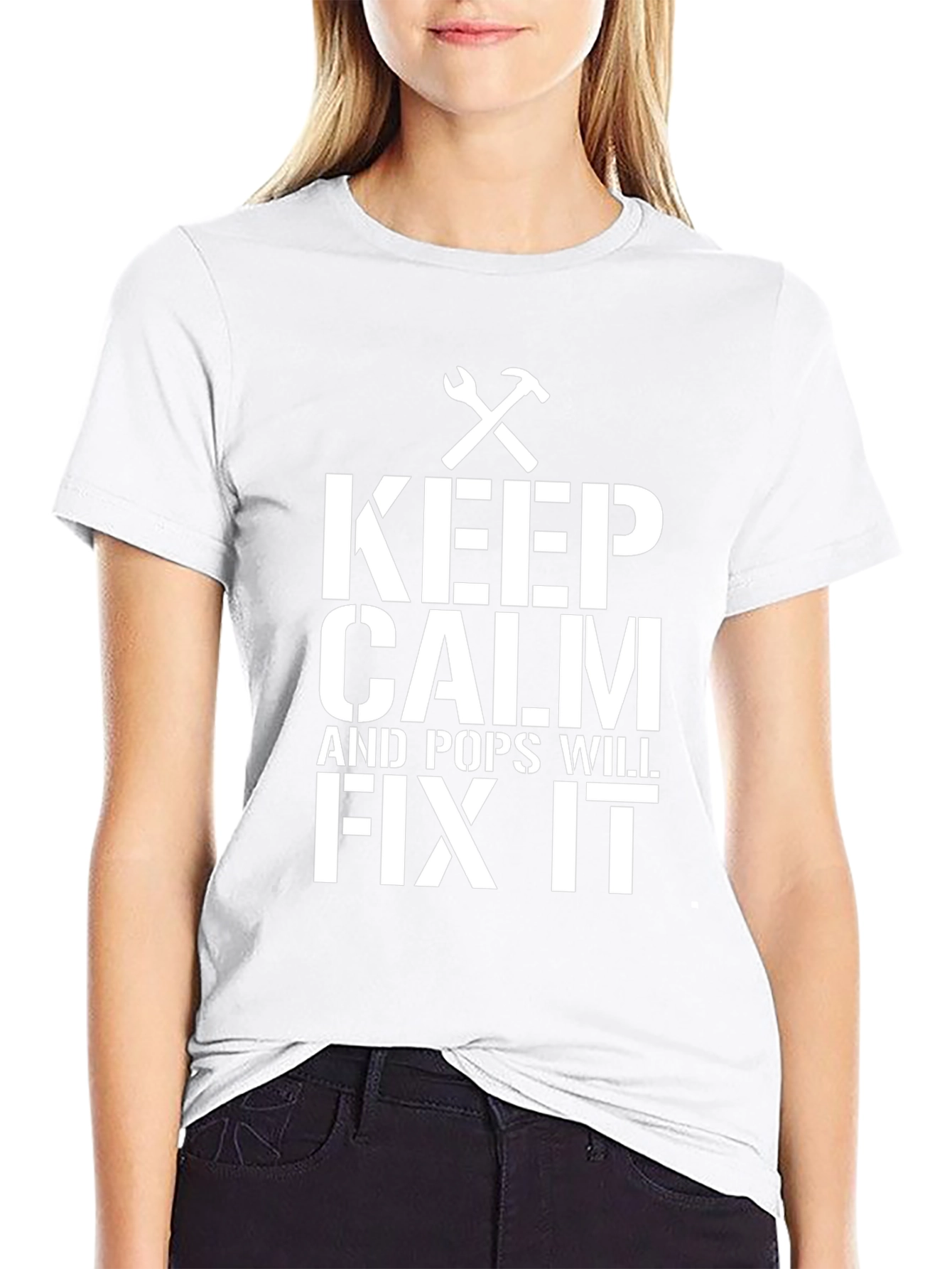 Keep Calm Pops Will Fix It Black T-Shirt