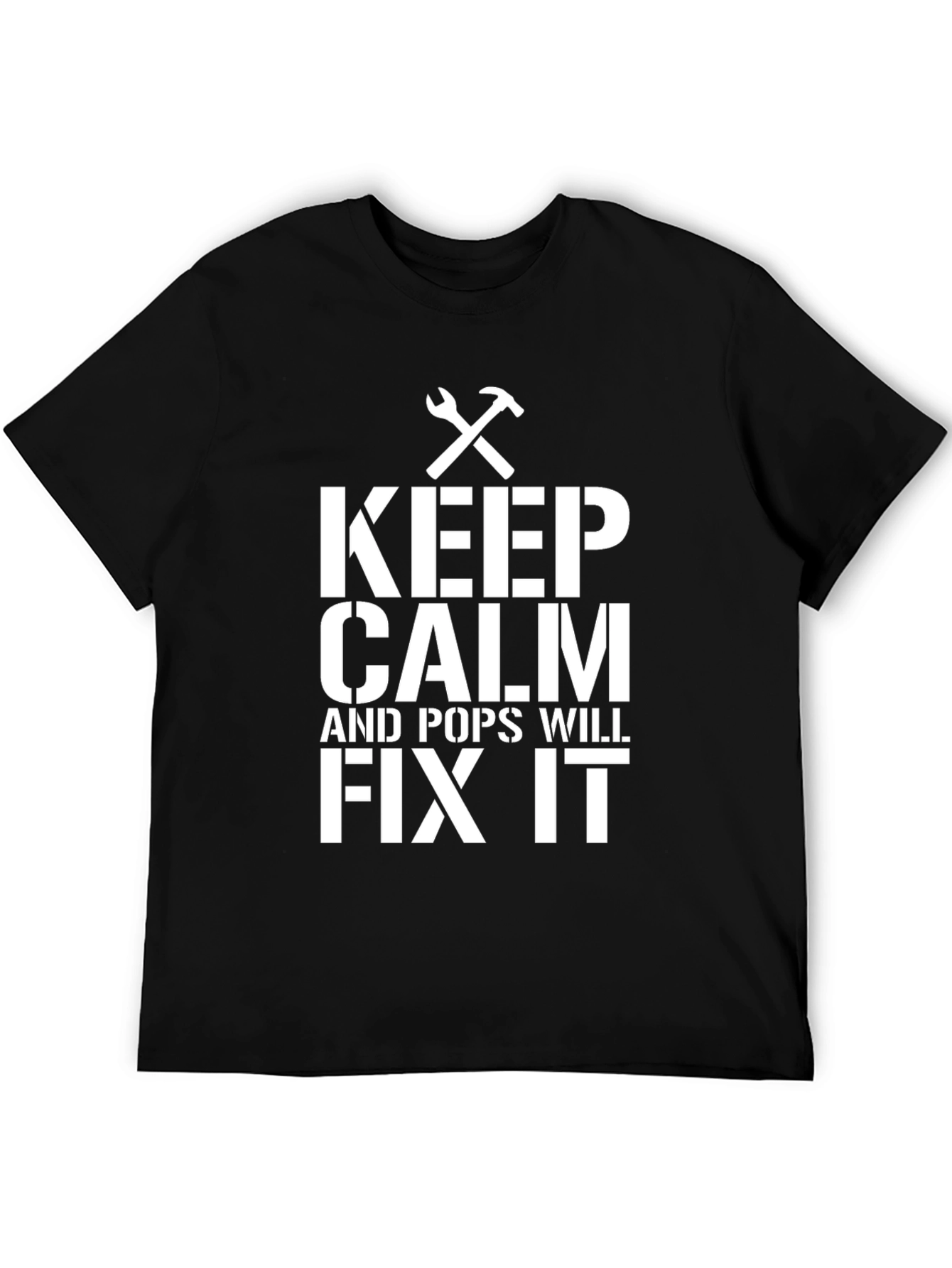 Keep Calm Pops Will Fix It Black T-Shirt