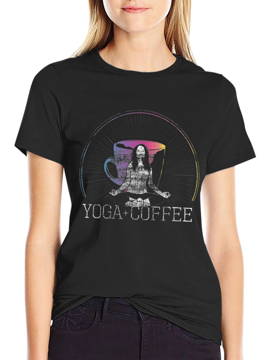 Yoga + Coffee Graphic T-Shirt Black