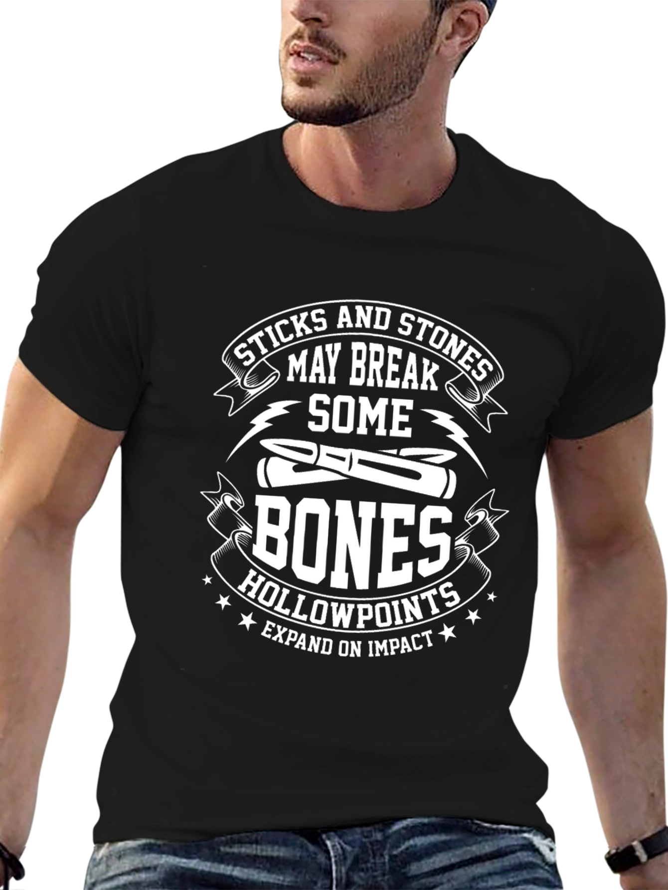 Sticks and Stones T-Shirt - Hollowpoints Design