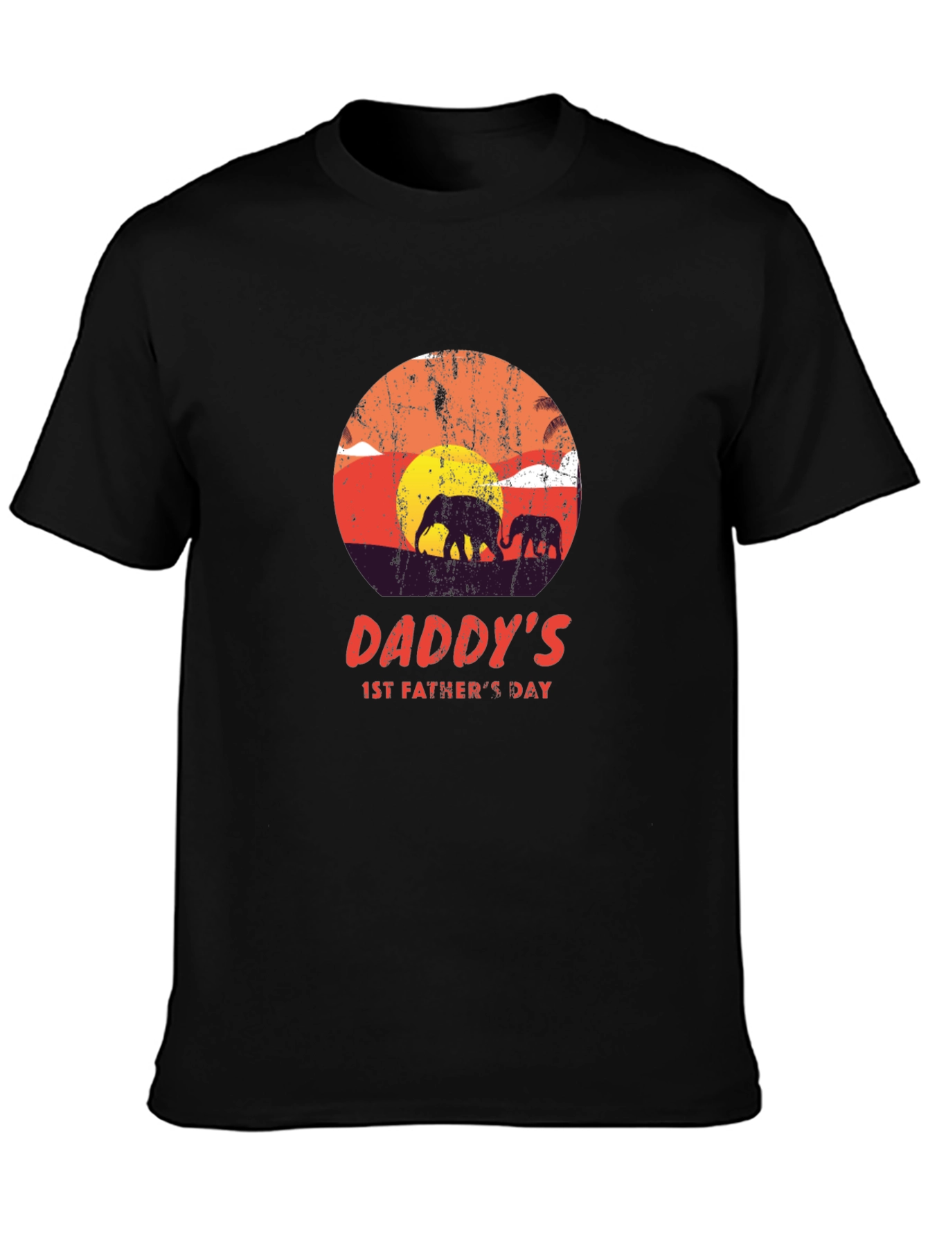 Daddys 1st Fathers Day Elephant Sunset T-Shirt