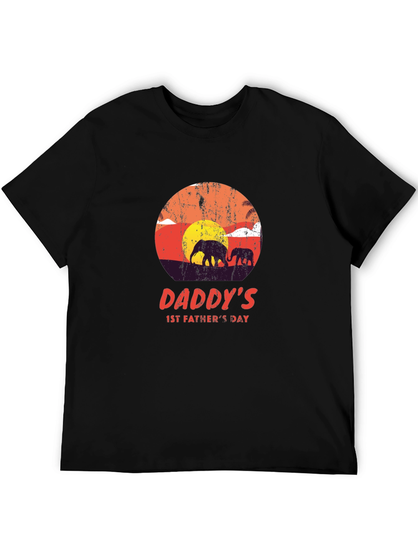 Daddys 1st Fathers Day Elephant Sunset T-Shirt