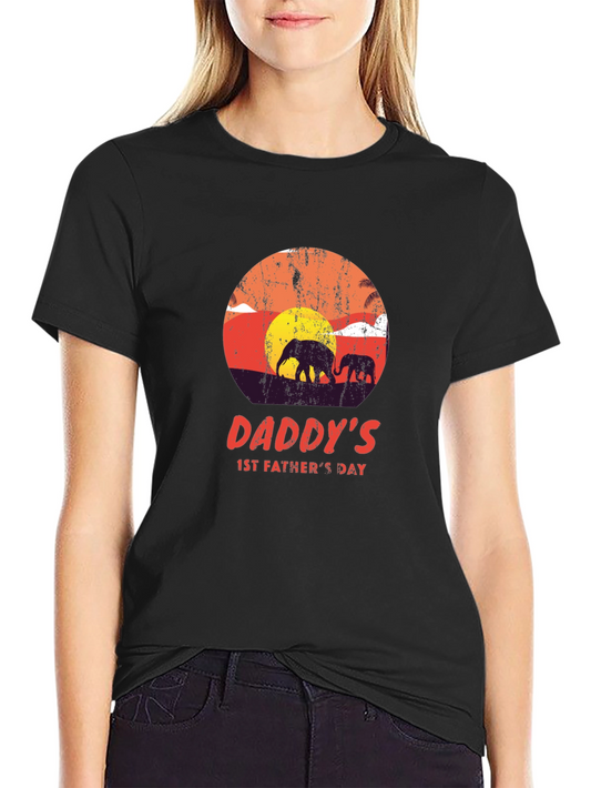 Daddys 1st Fathers Day Elephant Sunset T-Shirt