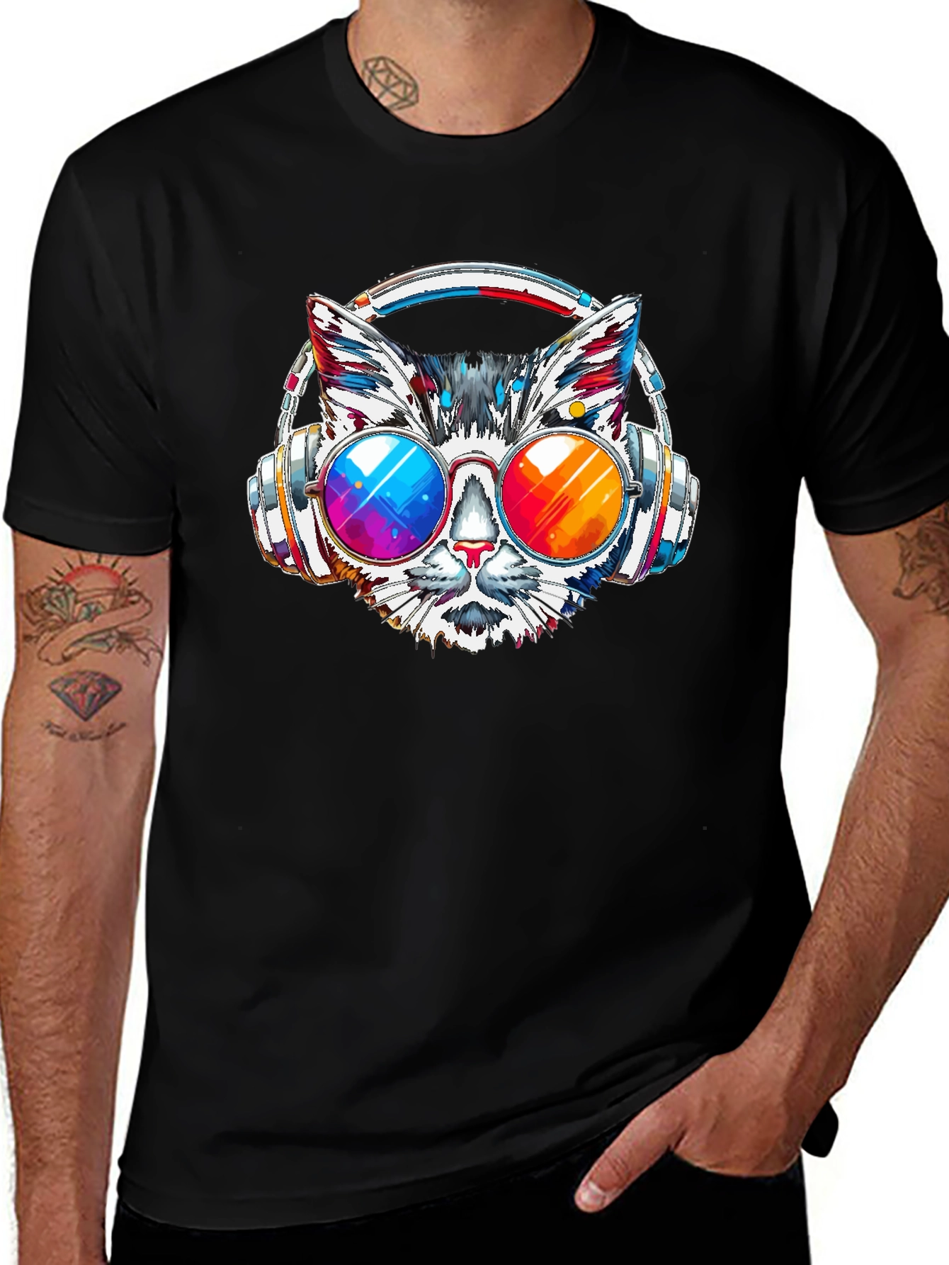 Cat DJ Graphic T-Shirt