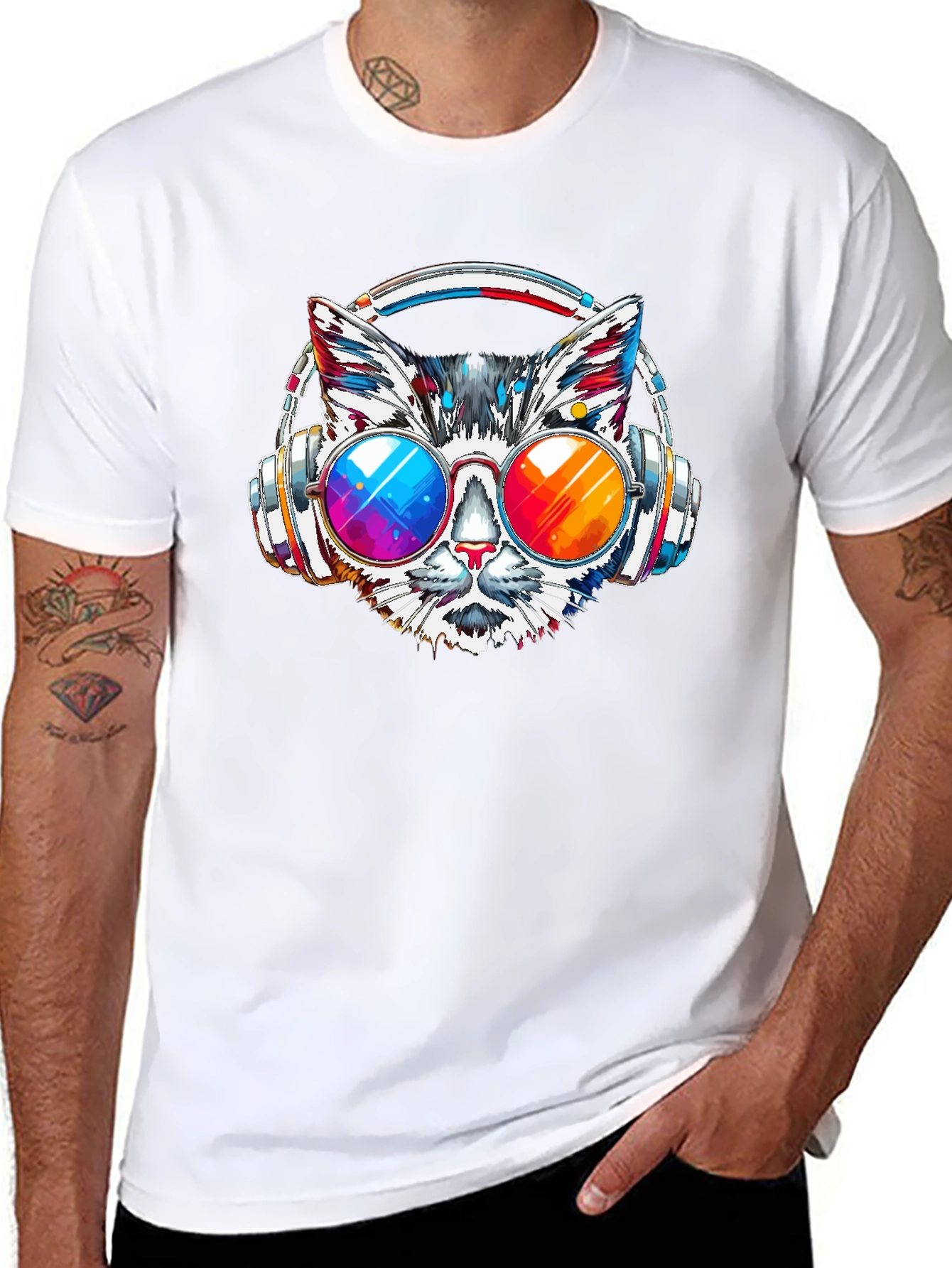 Cat DJ Graphic T-Shirt