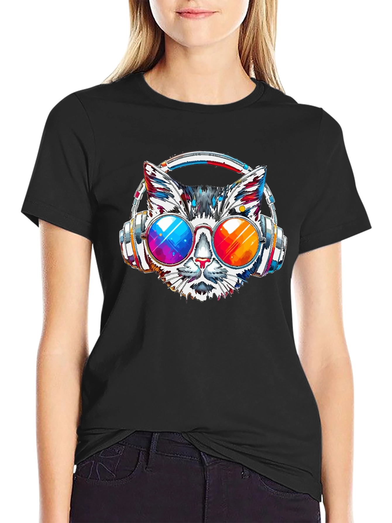 Cat DJ Graphic T-Shirt