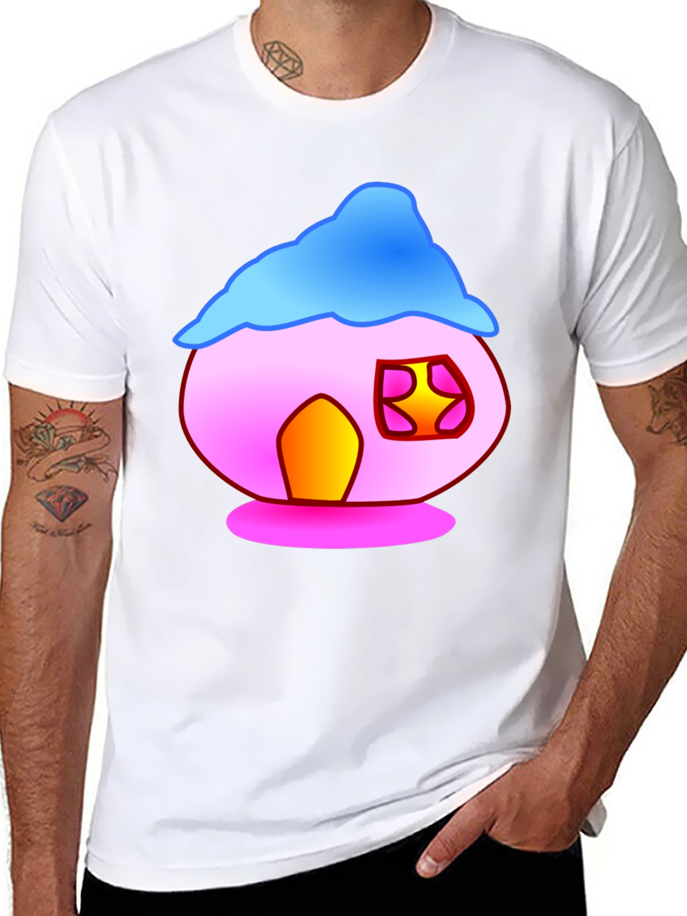 Cartoon House Graphic Tee - Fun & Unique Design