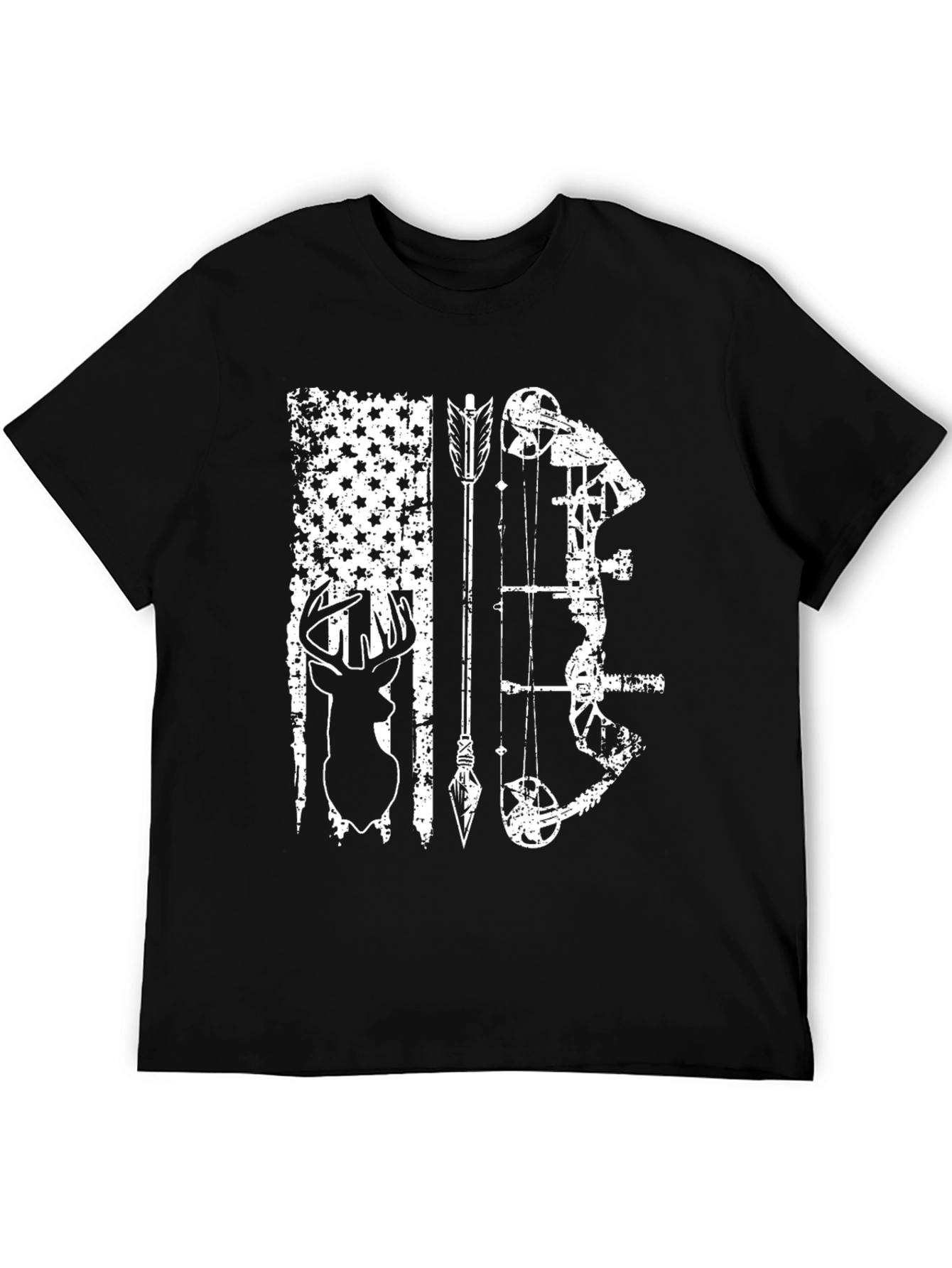 Hunting Bow Arrow Deer Black T-Shirt