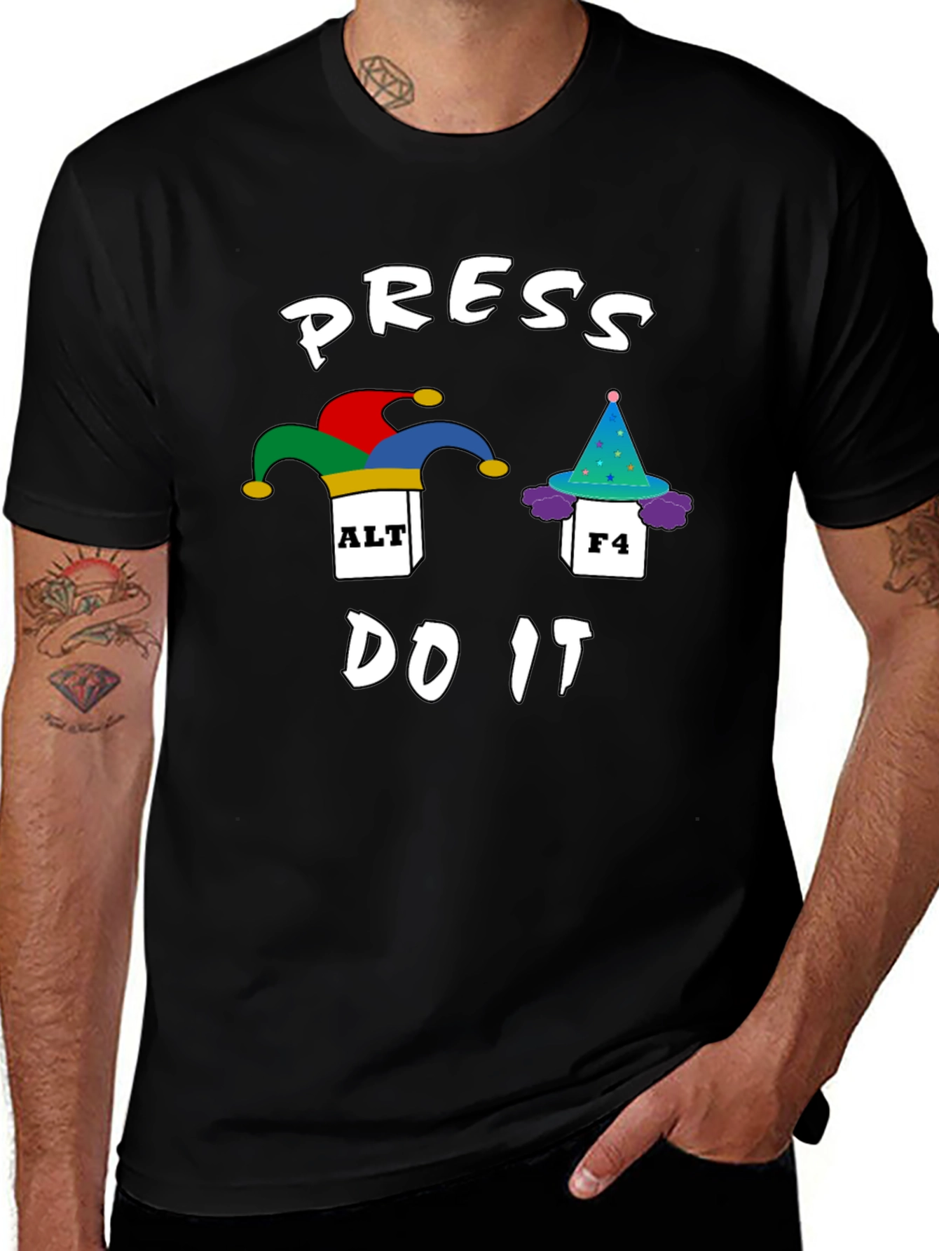 Press Alt F4 Do It Funny Black T-Shirt