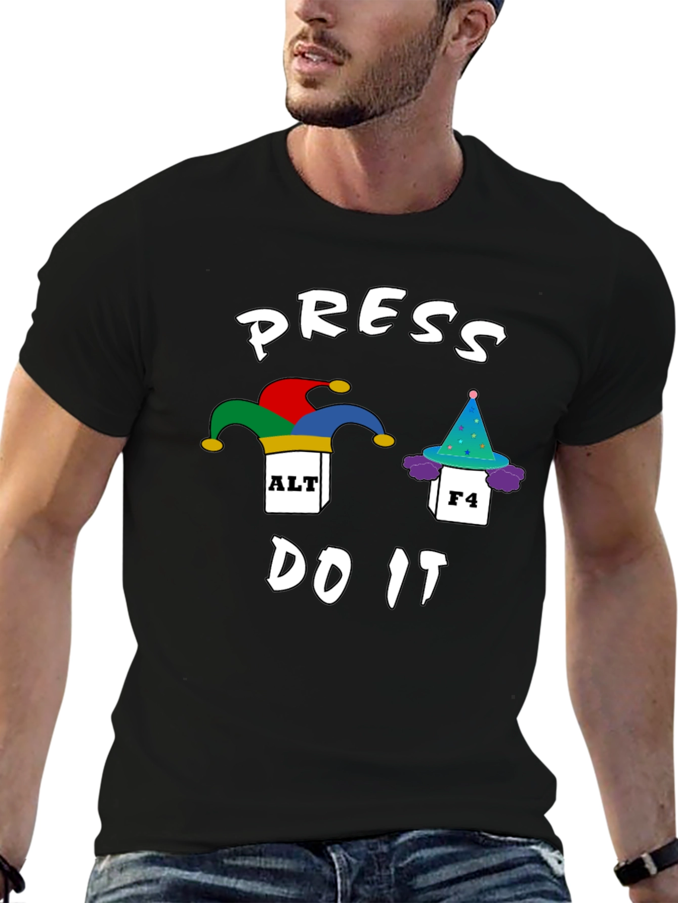 Press Alt F4 Do It Funny Black T-Shirt