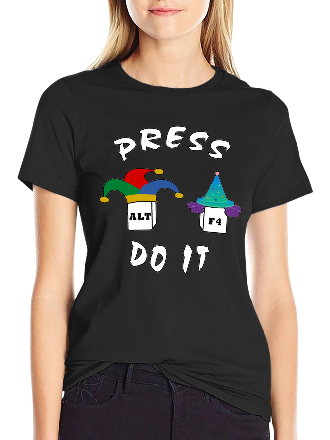 Press Alt F4 Do It Funny Black T-Shirt