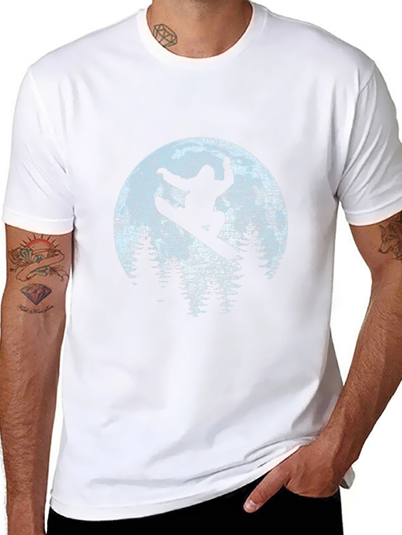 Snowboarder Silhouette Graphic Tee - Mens Black T-Shirt