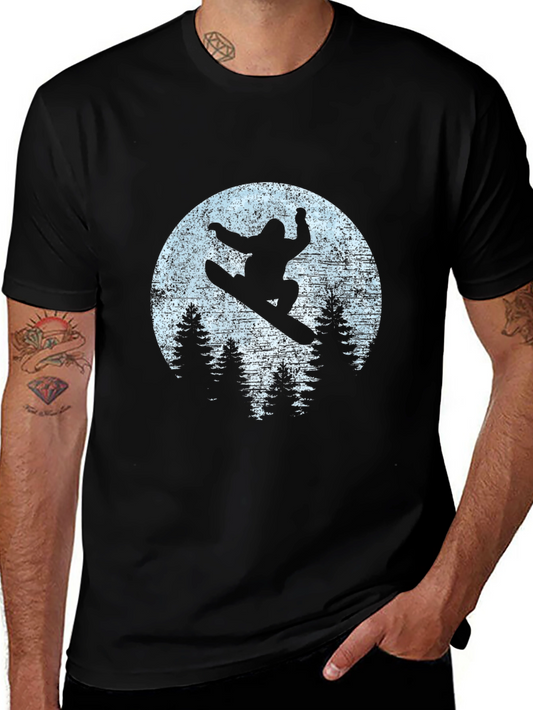 Snowboarder Silhouette Graphic Tee - Mens Black T-Shirt