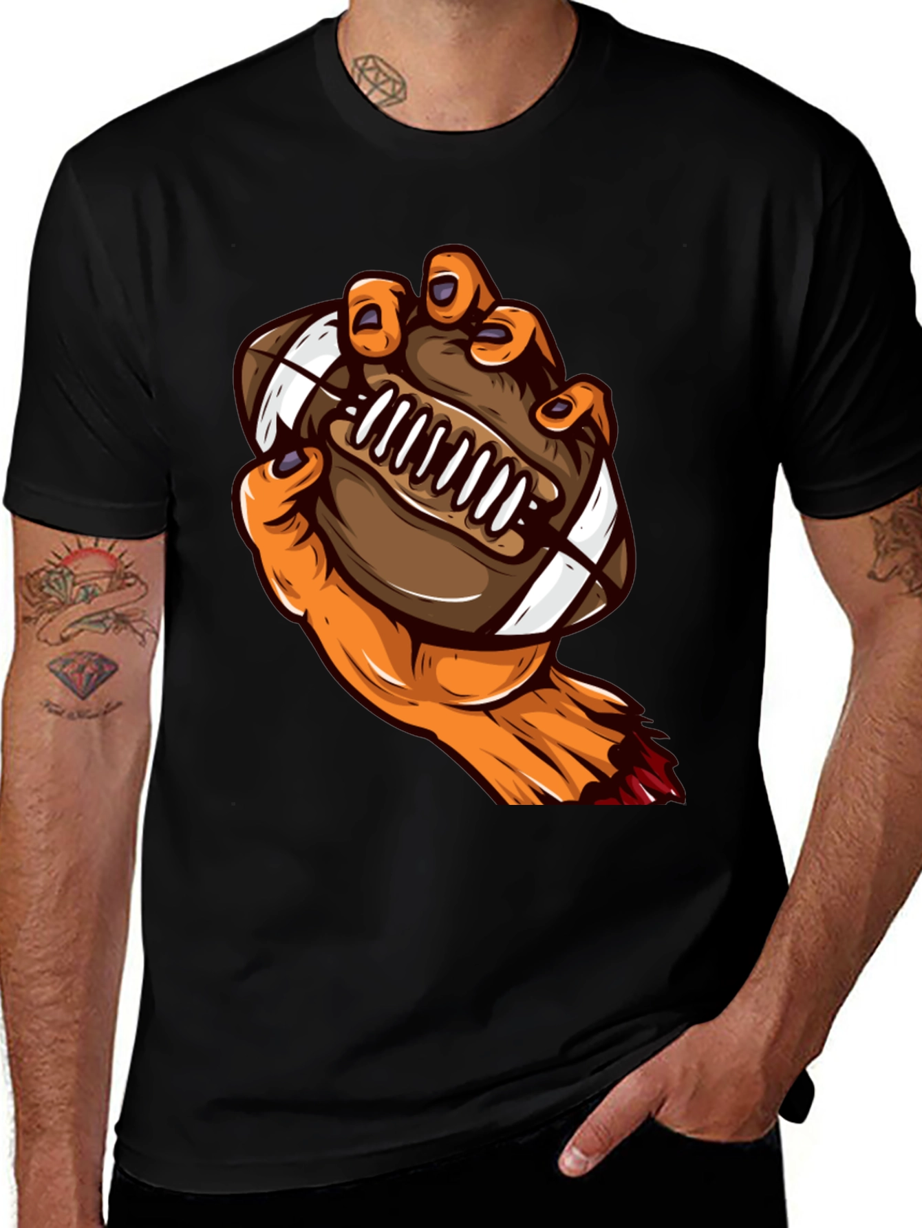 Zombie Hand Football Graphic T-Shirt