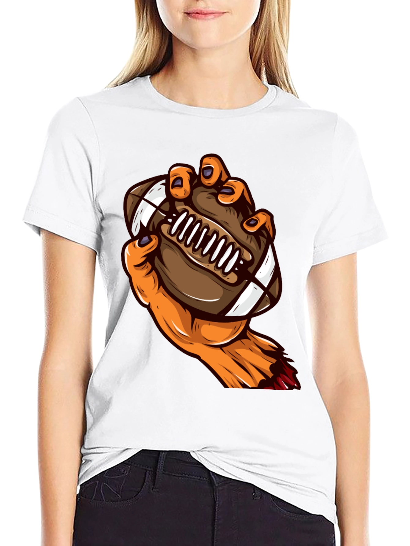 Zombie Hand Football Graphic T-Shirt