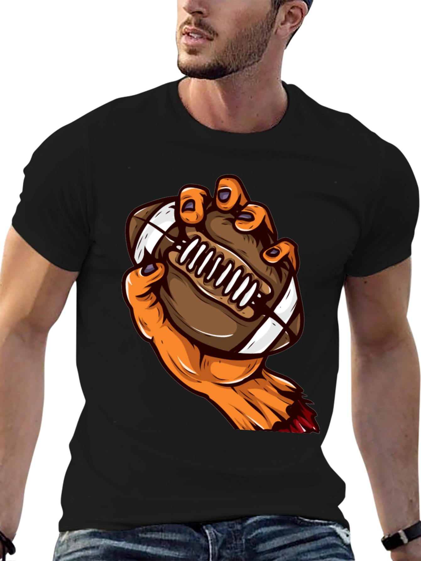 Zombie Hand Football Graphic T-Shirt
