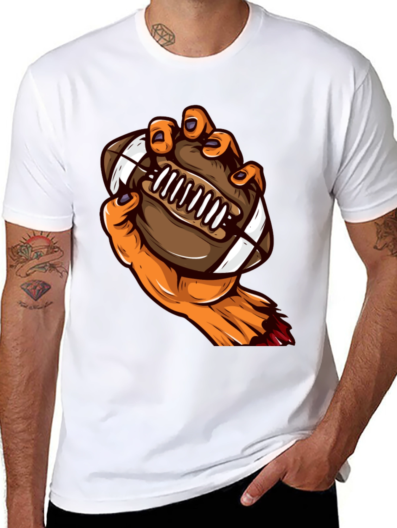 Zombie Hand Football Graphic T-Shirt