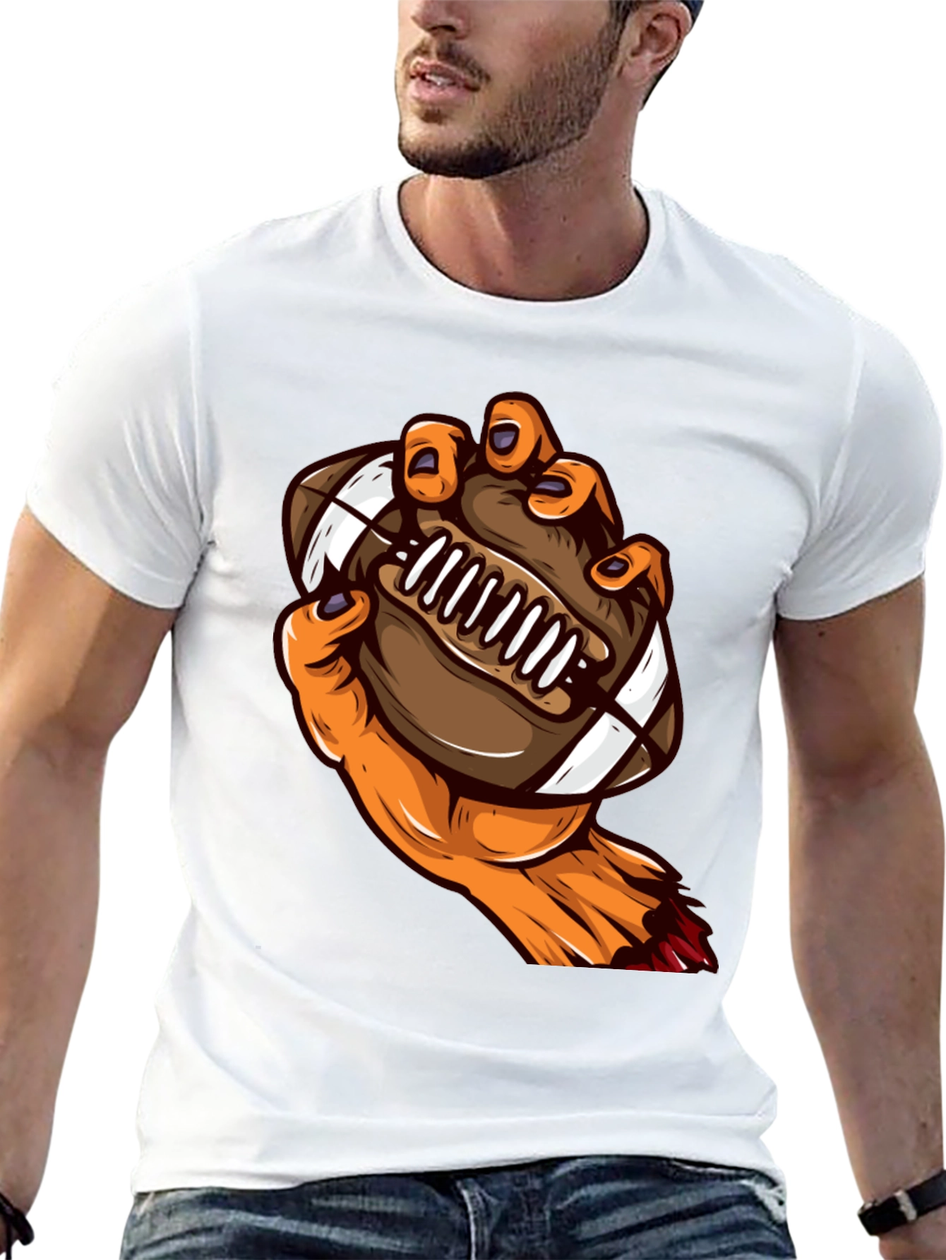 Zombie Hand Football Graphic T-Shirt