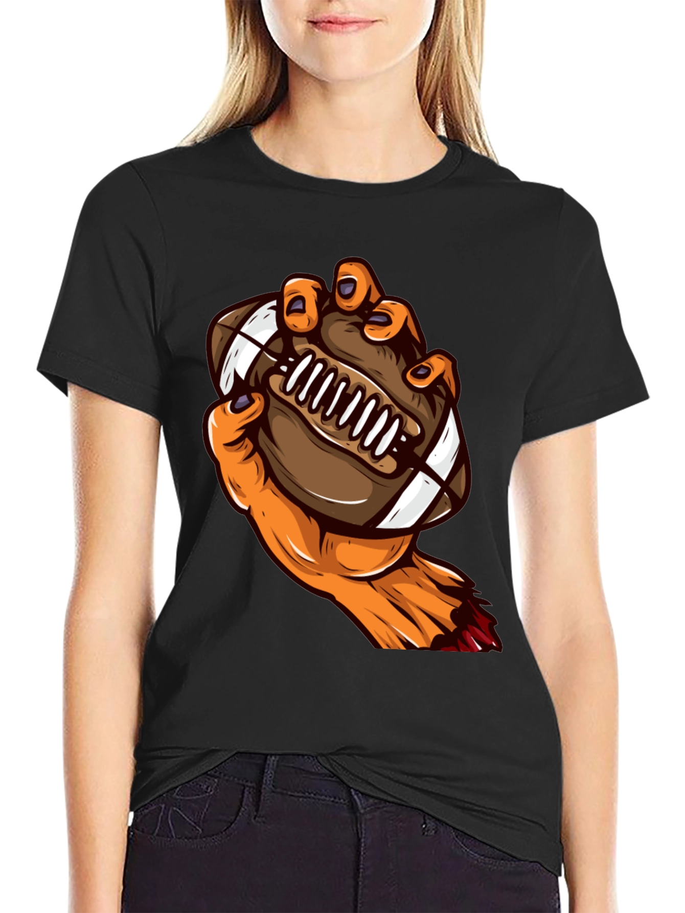 Zombie Hand Football Graphic T-Shirt